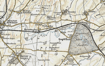 Old map of Wyfordby Grange in 1901-1903