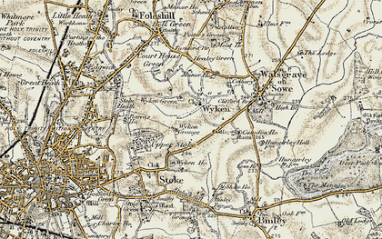 Old map of Wyken in 1901-1902