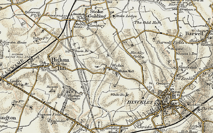Old map of Wykin in 1901-1903