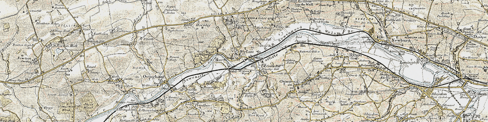 Old map of Wylam in 1901-1904