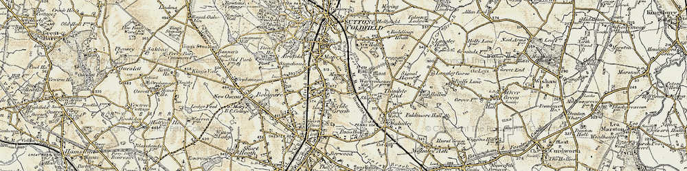 Old map of Wylde Green in 1901-1902