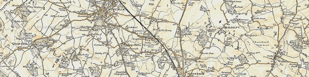 Old map of Wymondley Bury in 1898-1899