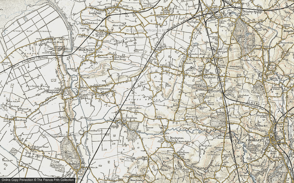 Old Map of Historic Map covering River Lostock in 1903