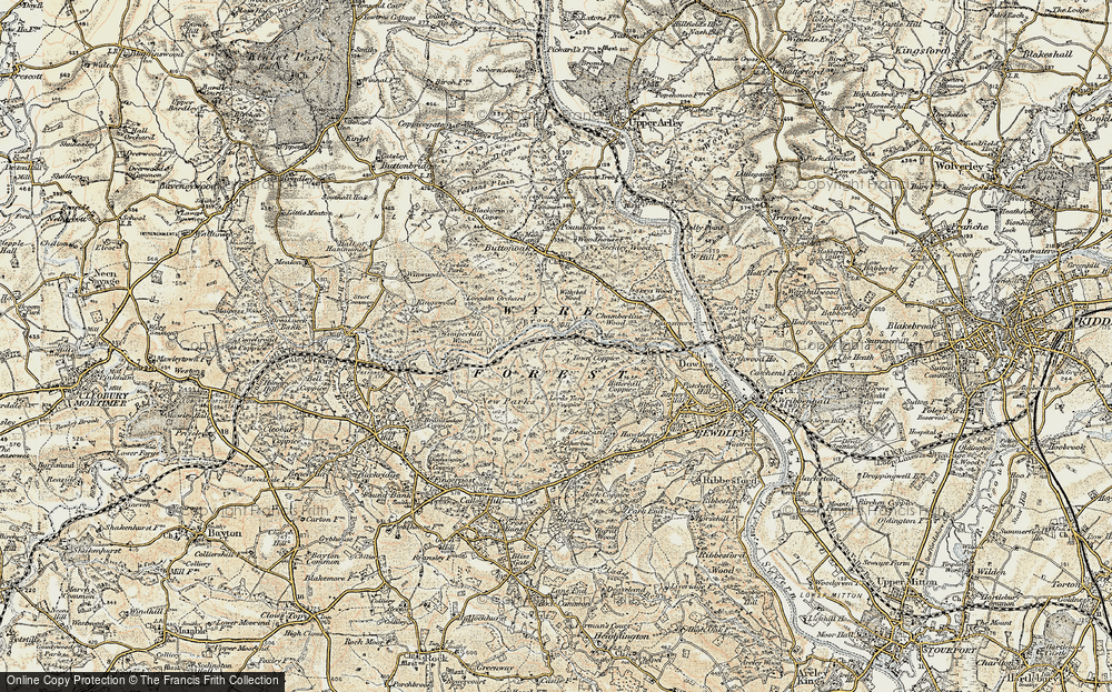 Old Map of Historic Map covering Wimperhill Wood in 1901-1902