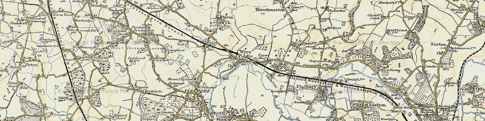 Old map of Wyre Piddle in 1899-1901