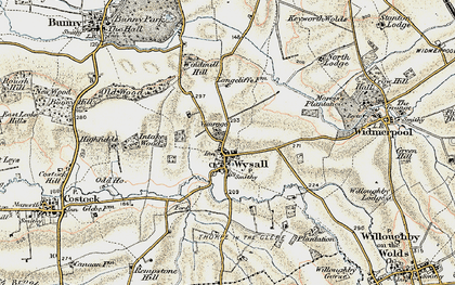 Old map of Wysall in 1902-1903