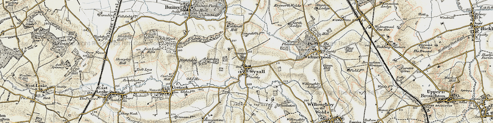 Old map of Wysall in 1902-1903