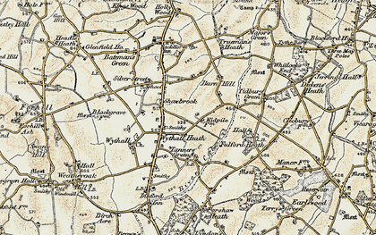 Old map of Wythall in 1901-1902