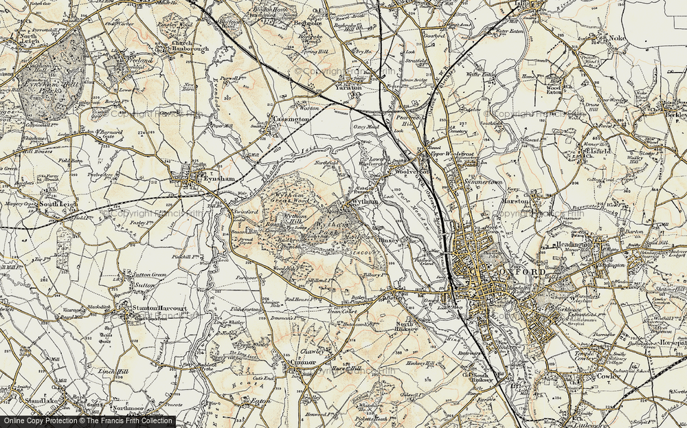 Old Map of Historic Map covering Wytham Park in 1898-1899