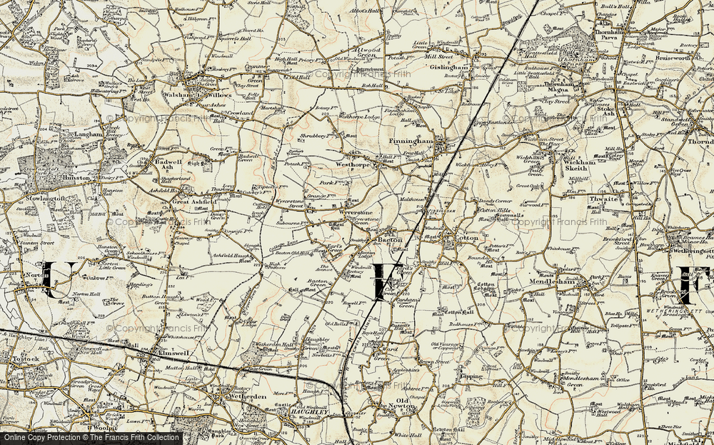 Old Map of Wyverstone, 1901 in 1901