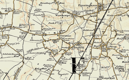 Old map of Wyverstone in 1901