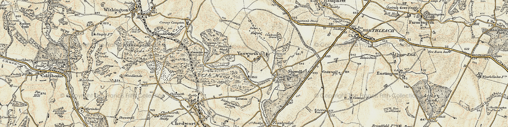 Old map of Yanworth in 1898-1899