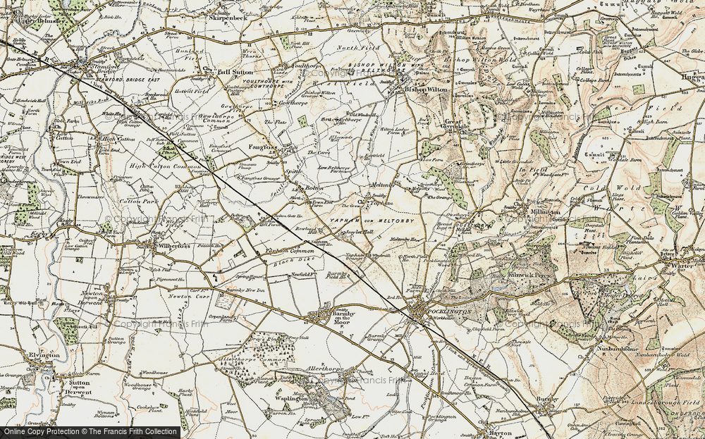 Old Map of Historic Map covering Yapham Common in 1903