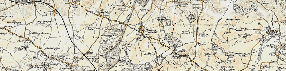 Old map of Yardley Hastings in 1898-1901