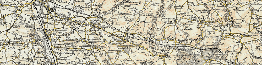Old map of Yarnacott in 1900