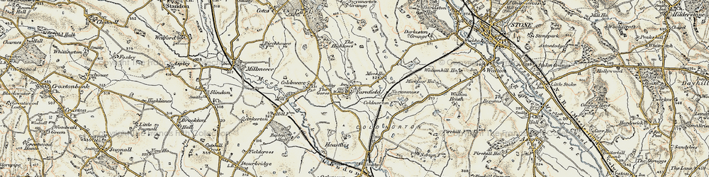 Old map of Yarnfield in 1902