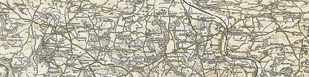 Old map of Langley Barton in 1899-1900