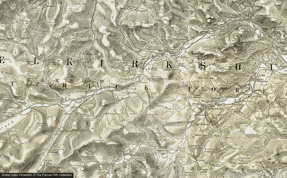 Old Map of Historic Map covering Bleak Burn in 1901-1904