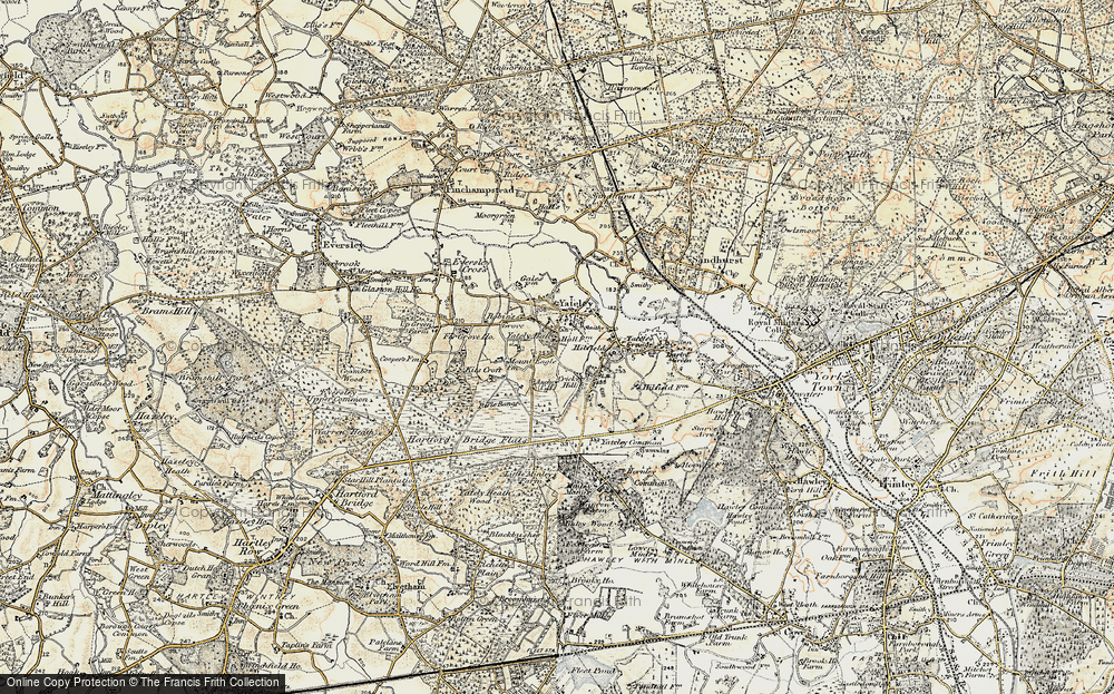 Old Map of Historic Map covering Yateley Green in 1897-1909