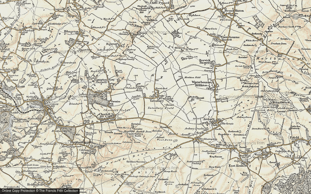 Old Map of Yatesbury, 1899 in 1899