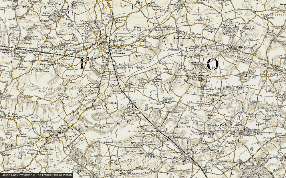 Old Map of Yaxham, 1901-1902 in 1901-1902