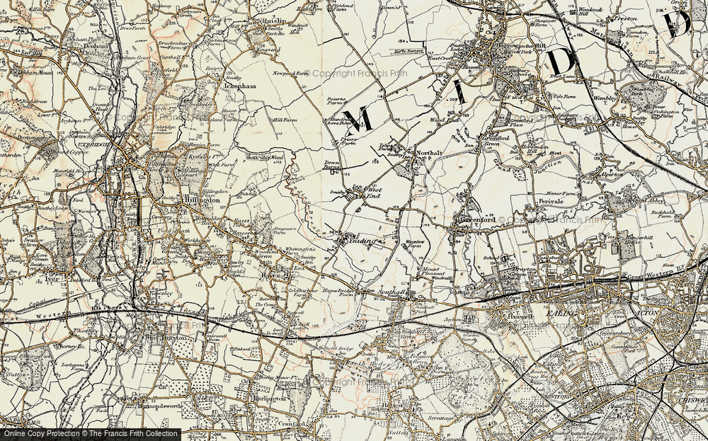Old Map of Historic Map covering Yeading Brook in 1897-1909