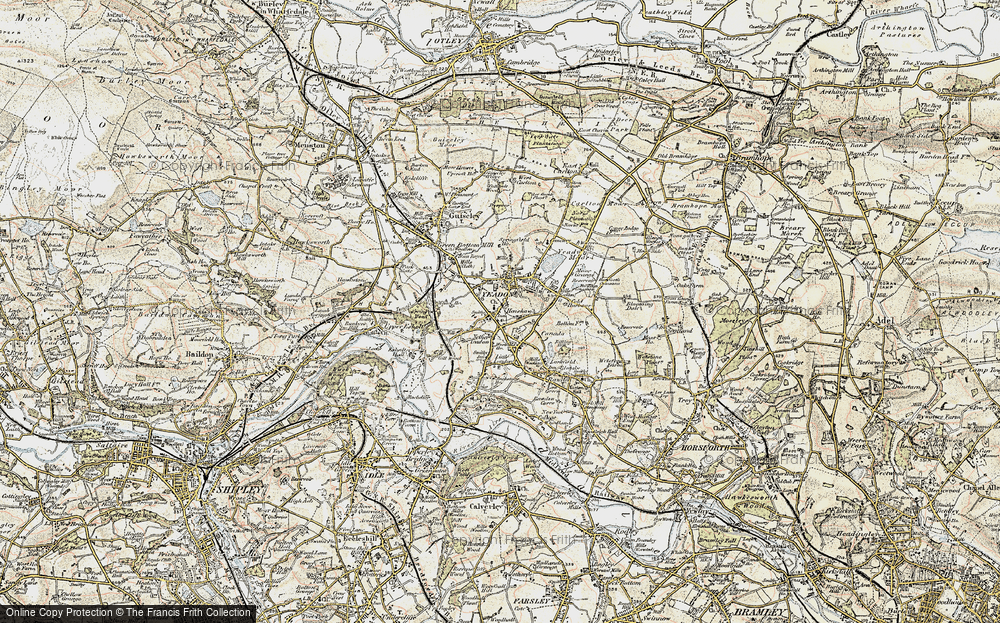 Old Map of Historic Map covering Yeadon Tarn in 1903-1904