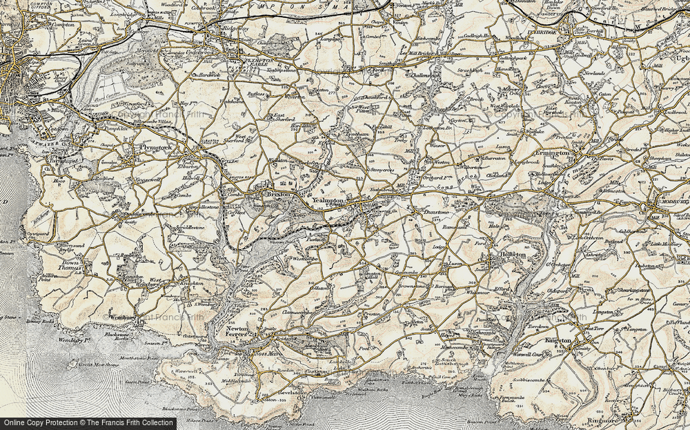 Old Map of Historic Map covering Wrescombe in 1899-1900