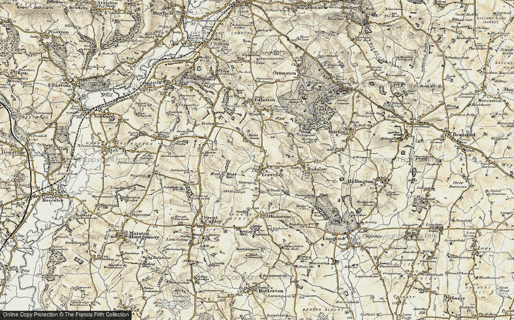 Old Map of Yeaveley, 1902 in 1902