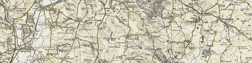Old map of Yeaveley in 1902