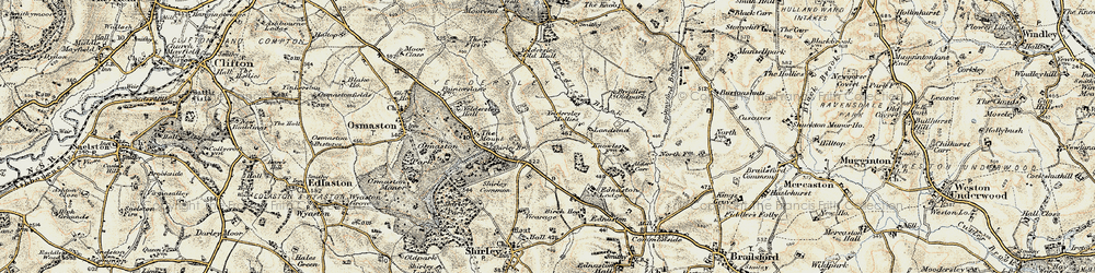 Old map of Yeldersley Hollies in 1902