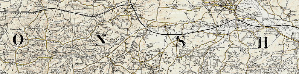 Old map of Yeoford in 1899-1900