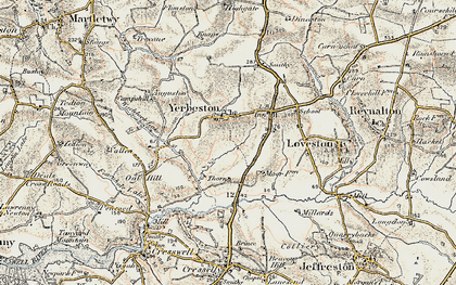 Old map of Yerbeston Mountain in 1901-1912