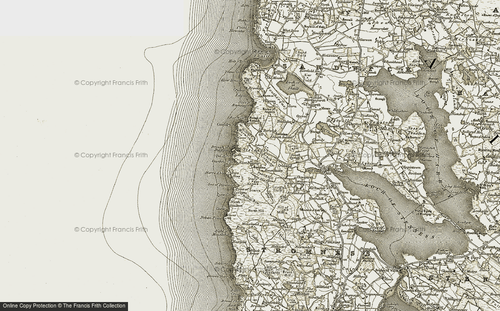 Old Map of Historic Map covering Broch of Borwick in 1912