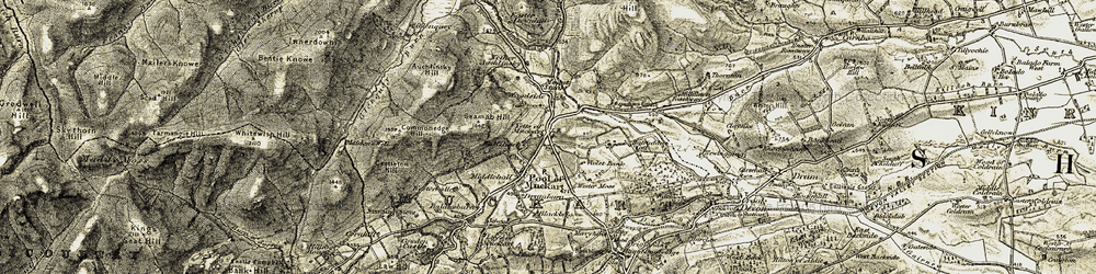 Old map of Yetts o' Muckhart in 1904-1908