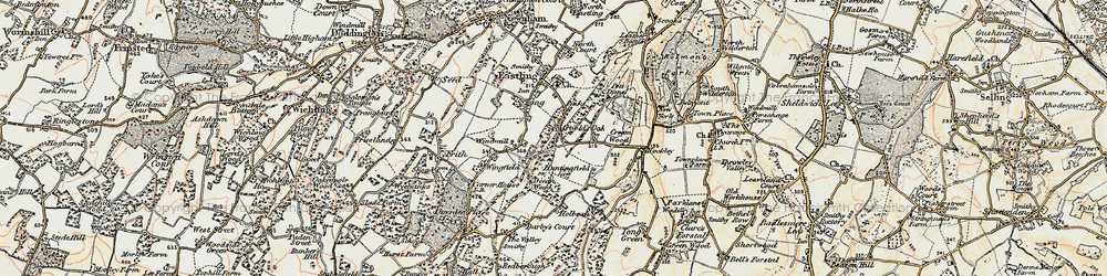 Old map of Yewhedges in 1897-1898