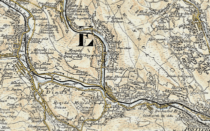 Old map of Ynyshir in 1899-1900