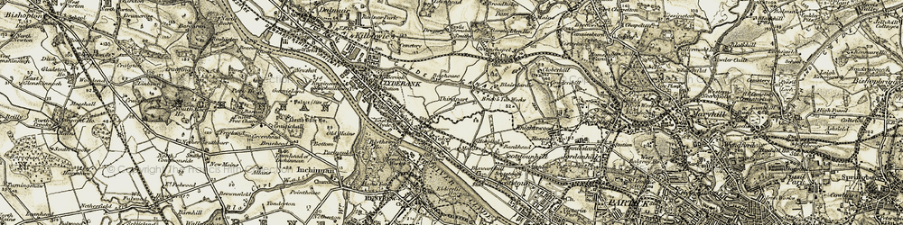 Old map of Yoker in 1904-1905