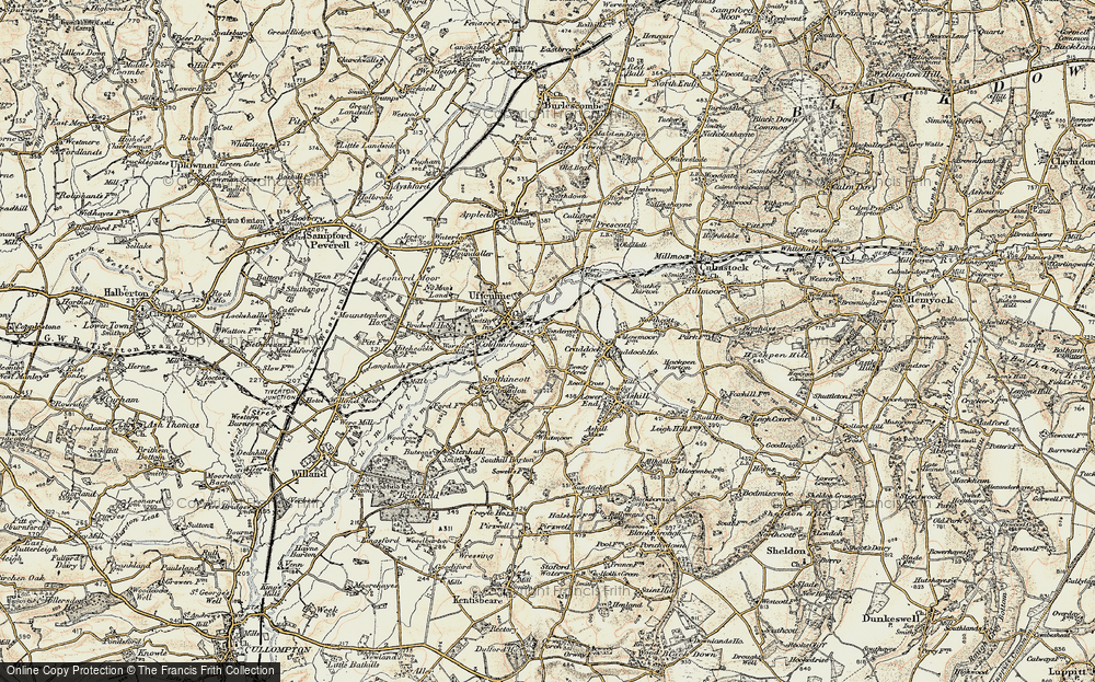 Old Map of Yondercott, 1898-1900 in 1898-1900