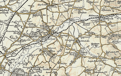 Old map of Yondercott in 1898-1900