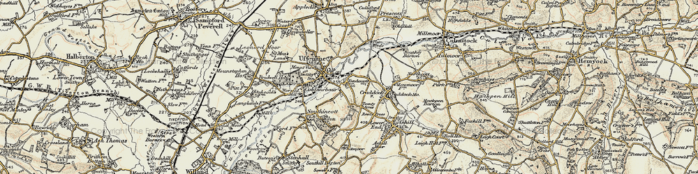 Old map of Yondercott in 1898-1900