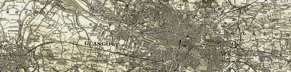 Old map of Yorkhill in 1904-1905