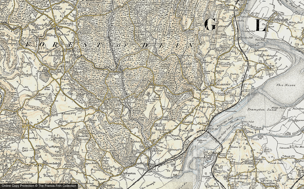 Old Map of Historic Map covering Yorkley Court in 1899-1900
