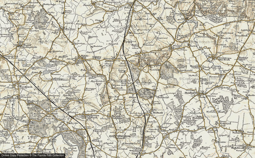 Old Map of Historic Map covering Black Birches in 1902
