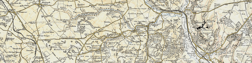 Old map of Youlgreave in 1902-1903