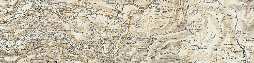 Old map of Afon Merin in 1901-1903