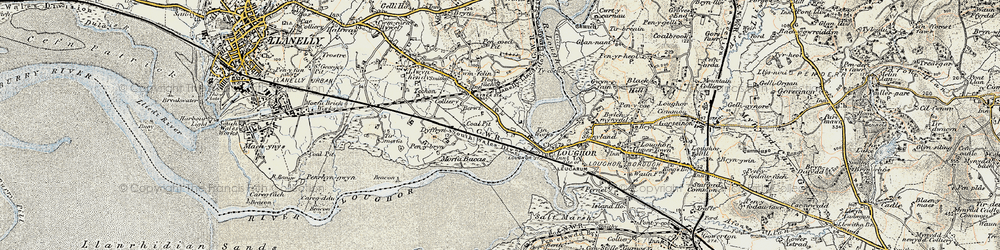 Old map of Yspitty in 1900-1901