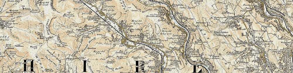 Old map of Ystrad in 1899-1900
