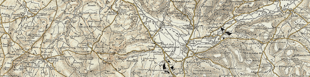 Old map of Ystrad Aeron in 1901-1903