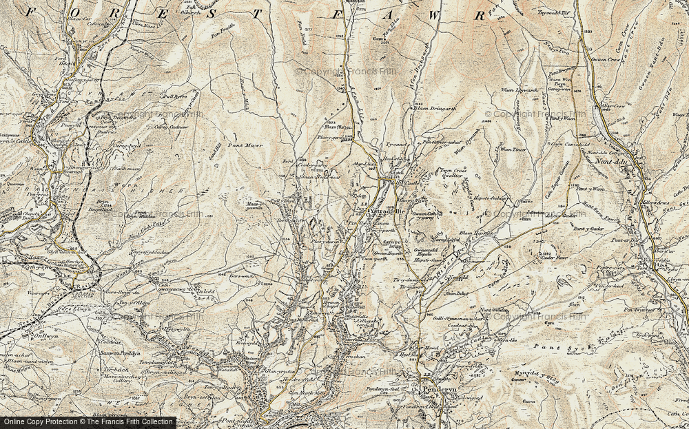 Old Map of Ystradfellte, 1900 in 1900